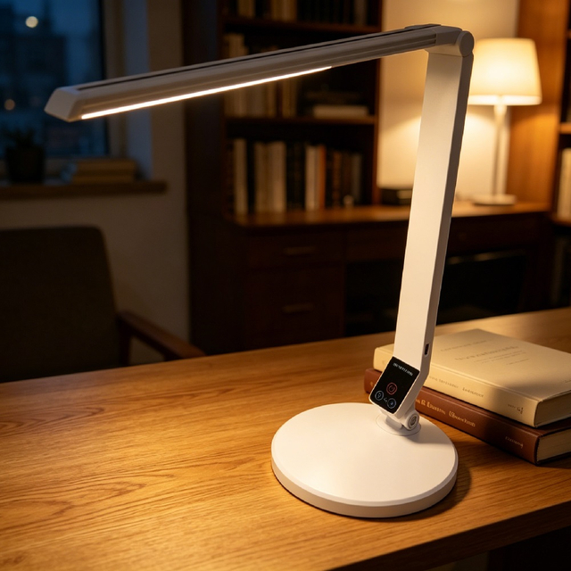 Foldable desk lamp with charging output